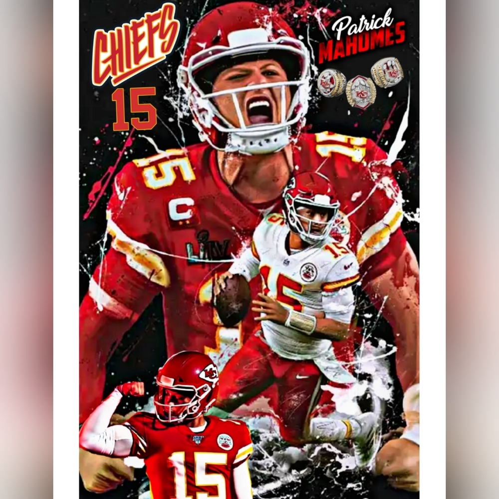 KANSAS CITY CHIEFS 8.5x11 ULTRA GLOSSY PATRICK MAHOMES SELF CREATED ART POSTERS!